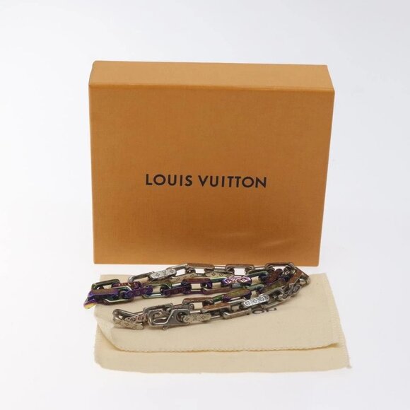 LOUIS VUITTON Monogram Collier Chain Necklace metal Rainbow - Picture 2 of 15